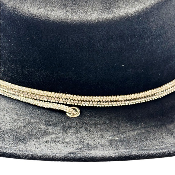 Black Rhinestone Lace Roped cowboy Brim Hat - Picture 9 of 13